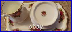 Royal Albert Old Country Roses Cream And Sugar Set LID And Tray Brushed Gold