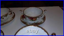 Royal Albert Old Country Roses Cream Soup Bowls and Underplate Set of 4