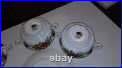 Royal Albert Old Country Roses Cream Soup Bowls and Underplate Set of 4