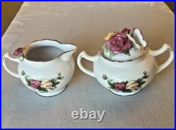 Royal Albert Old Country Roses Creamer Sugar Butterfly Roses on Lid Vintage 1962
