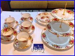Royal Albert Old Country Roses Cup and Saucer Plate Tea Stand Set