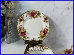 Royal Albert Old Country Roses Cups + Saucers + Dessert Plates Service For 4