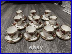 Royal Albert Old Country Roses Demitasse Cups & Saucers Set of 10