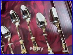 Royal Albert Old Country Roses Demitasse Spoons Forks Stainless Gold Accents NIB