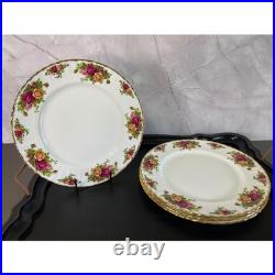 Royal Albert Old Country Roses Dinner Plates Set of 5 Bone China Gold Trim 10.5