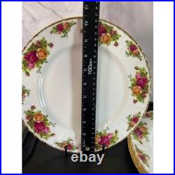 Royal Albert Old Country Roses Dinner Plates Set of 5 Bone China Gold Trim 10.5