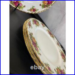 Royal Albert Old Country Roses Dinner Plates Set of 5 Bone China Gold Trim 10.5