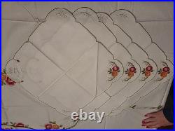 Royal Albert Old Country Roses EMBROIDERED Table Cloth 4 Napkins 4 Placemats NEW