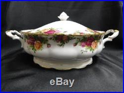 Royal Albert Old Country Roses, England, Yellow, Red Covered Serving Bowl & Lid