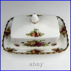 Royal Albert Old Country Roses English Rectangular Covered Butter Server Dish