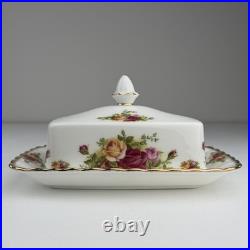 Royal Albert Old Country Roses English Rectangular Covered Butter Server Dish