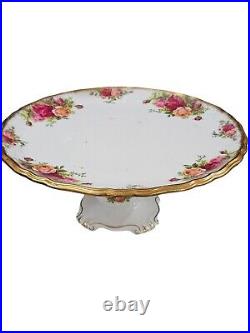 Royal Albert Old Country Roses Fine Bone China Footed Cake Plate Flower Vtg