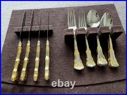 Royal Albert Old Country Roses Flatware 20 Pc Lot 18/10 Stainless Gold Accents