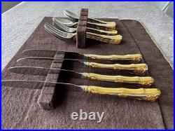 Royal Albert Old Country Roses Flatware 20 Pc Lot 18/10 Stainless Gold Accents