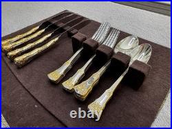 Royal Albert Old Country Roses Flatware 20 Pc Lot 18/10 Stainless Gold Accents