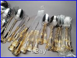 Royal Albert Old Country Roses Flatware 47 Pcs Service 8 + EXTRAS! Gold Accents
