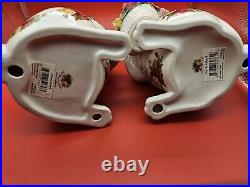 Royal Albert Old Country Roses Floppy Ear Bunny Set of Boy Bouquet & Girl Basket