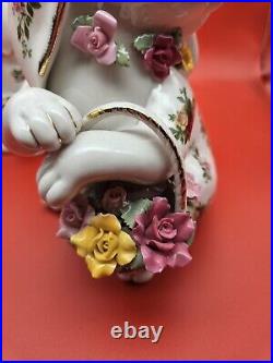 Royal Albert Old Country Roses Floppy Ear Bunny Set of Boy Bouquet & Girl Basket