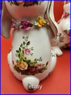 Royal Albert Old Country Roses Floppy Ear Bunny Set of Boy Bouquet & Girl Basket