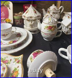Royal Albert Old Country Roses Floral Dinner Set White Plate Cup Saucer Teapot