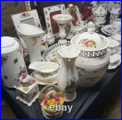 Royal Albert Old Country Roses Floral Dinner Set White Plate Cup Saucer Teapot
