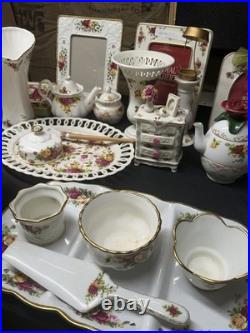 Royal Albert Old Country Roses Floral Dinner Set White Plate Cup Saucer Teapot