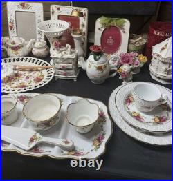 Royal Albert Old Country Roses Floral Dinner Set White Plate Cup Saucer Teapot