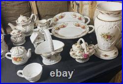 Royal Albert Old Country Roses Floral Dinner Set White Plate Cup Saucer Teapot