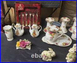Royal Albert Old Country Roses Floral Dinner Set White Plate Cup Saucer Teapot