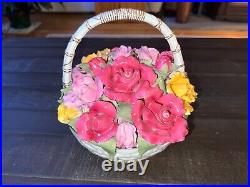 Royal Albert Old Country Roses Florist's Music Basket Bouquet Fur Elise 8.5 H