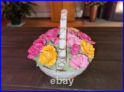 Royal Albert Old Country Roses Florist's Music Basket Bouquet Fur Elise 8.5 H