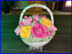 Royal Albert Old Country Roses Florist's Music Basket Bouquet Fur Elise 8.5 H