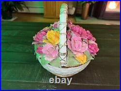 Royal Albert Old Country Roses Florist's Music Basket Bouquet Fur Elise 8.5 H