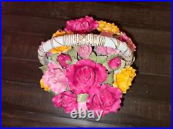 Royal Albert Old Country Roses Florist's Music Basket Bouquet Fur Elise 8.5 H