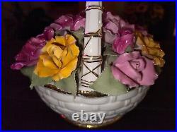 Royal Albert Old Country Roses Florist's Music Basket Bouquet Fur Elise 8.5 H