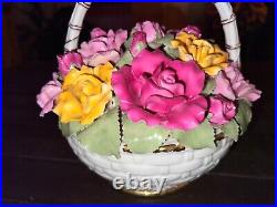 Royal Albert Old Country Roses Florist's Music Basket Bouquet Fur Elise 8.5 H