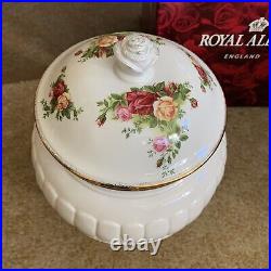 Royal Albert Old Country Roses Fluted Collection Cookie Jar With Lid New In Box