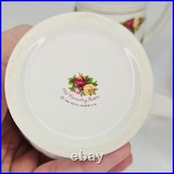 Royal Albert Old Country Roses Fluted Mugs Set of 4 Bone China England Gold RARE