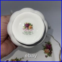 Royal Albert Old Country Roses Footed Creamer & Sugar Bowl Set with11 5/8 Tray