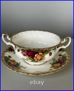 Royal Albert Old Country Roses Footed Soup Bowls Saucers Set of 8 Bone China