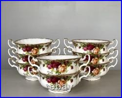 Royal Albert Old Country Roses Footed Soup Bowls Saucers Set of 8 Bone China