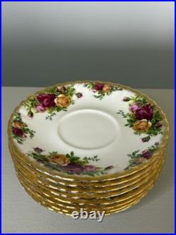 Royal Albert Old Country Roses Footed Soup Bowls Saucers Set of 8 Bone China