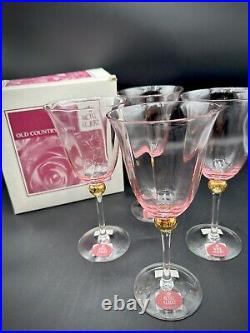 Royal Albert Old Country Roses Formal Goblets Crystal Stemware Pink WithGold