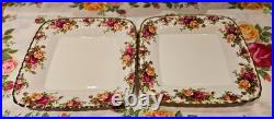 Royal Albert Old Country Roses Four Square Plates Two 2nds