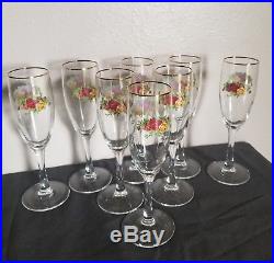Royal Albert Old Country Roses Glassware Champagne Flute Set of 8