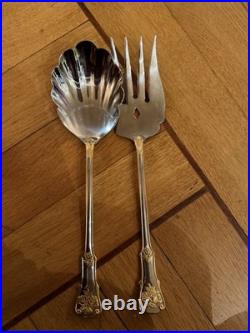 Royal Albert Old Country Roses Gold Accent 2 Pc Solid Serving Set NWB