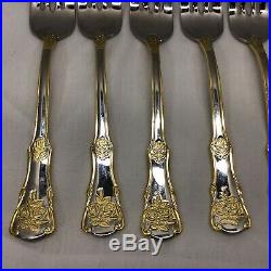 Royal Albert Old Country Roses Gold Accent set of 8 dessert forks