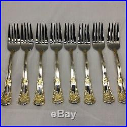 Royal Albert Old Country Roses Gold Accent set of 8 dessert forks