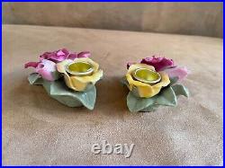 Royal Albert Old Country Roses Gold Candlestick Holders Set of 2 figural 3d pair
