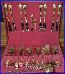 Royal Albert Old Country Roses (Gold) Complete 70 PC Set with case Stainless